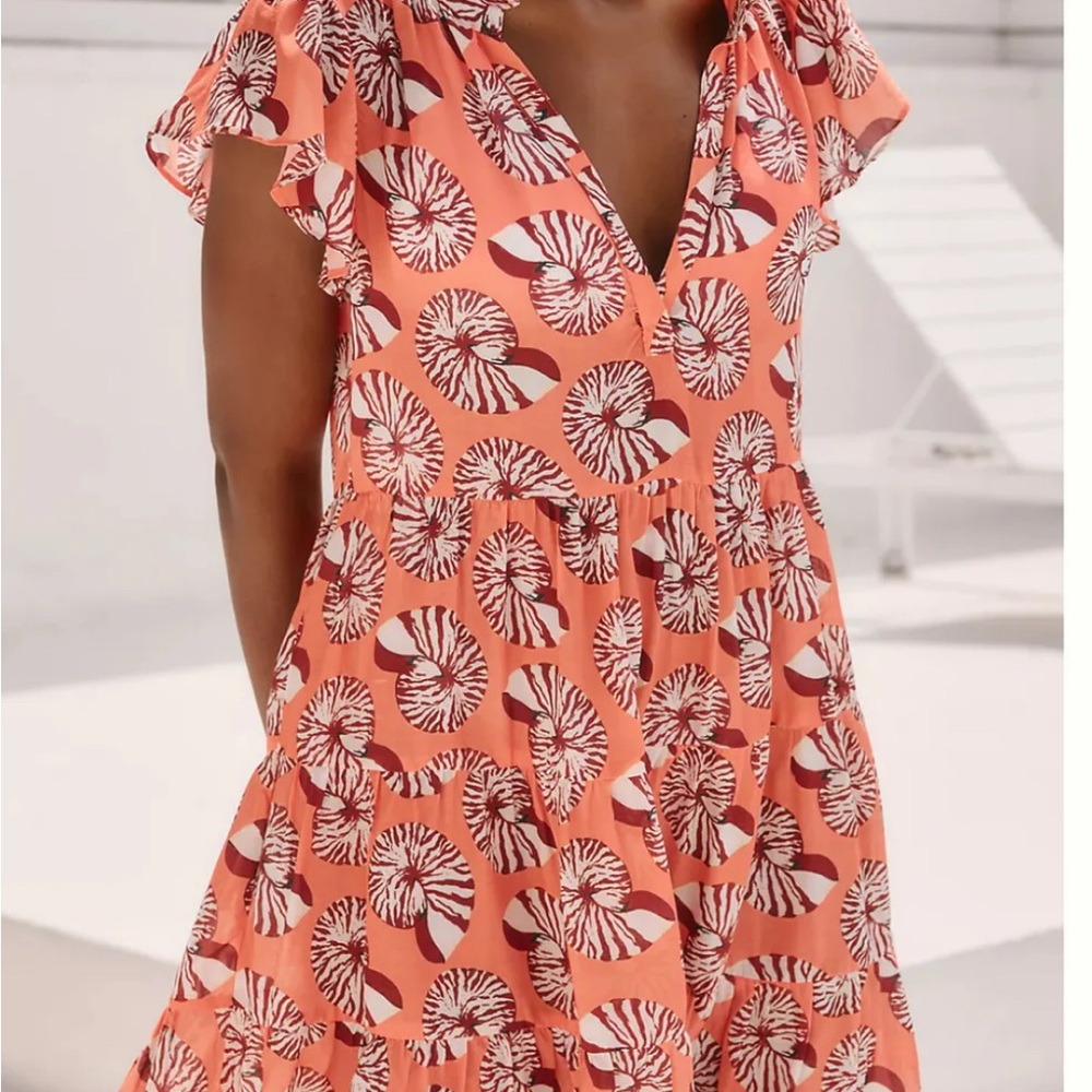 Anthropologie - The “Shelby”  Tiered Mini Dress 🐚 | Coral Pink | XSmall